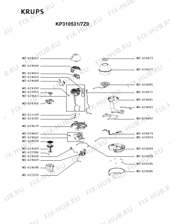 Схема №1 KP310831/7Z0 с изображением Ручка переключения для электрокофемашины Krups MS-624680