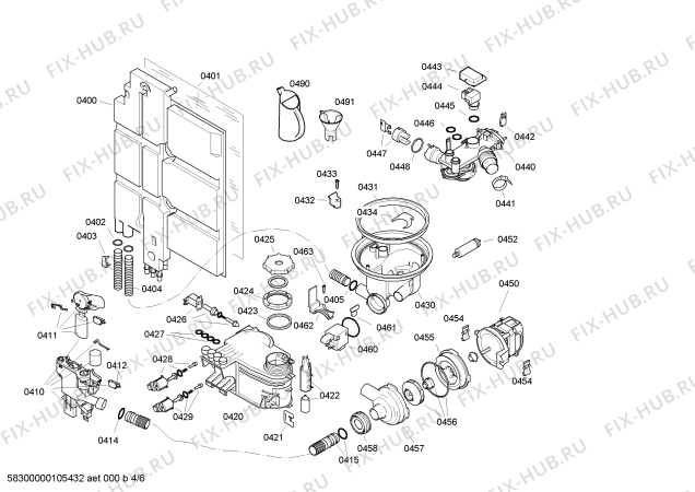 Взрыв-схема посудомоечной машины Bosch SGU85M15EU Exclusiv - Схема узла 04