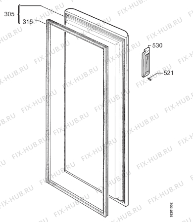 Взрыв-схема холодильника Rex RV20SE - Схема узла Door 003