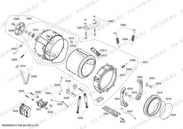 Взрыв-схема стиральной машины Bosch WFMC8401UC Nexxt 800 Series - Схема узла 03