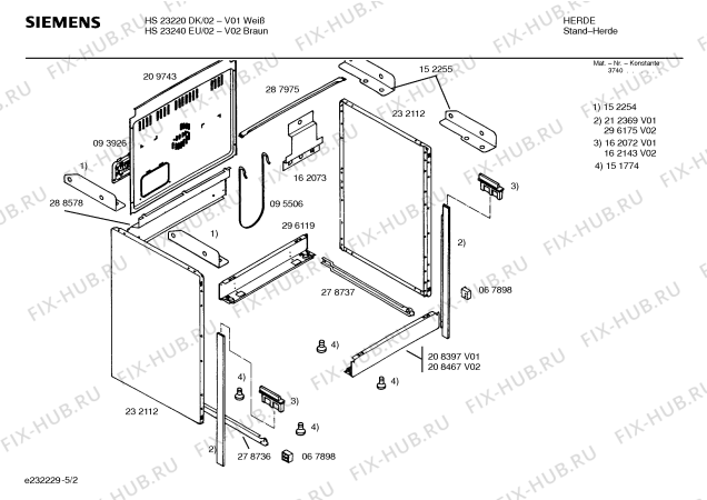 Схема №3 HS23220SF с изображением Инструкция по эксплуатации для электропечи Siemens 00519241