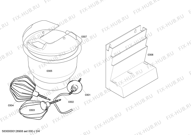 Взрыв-схема кухонного комбайна Bosch MUM47Z1 ProfiMixx 47 microtronic - Схема узла 03