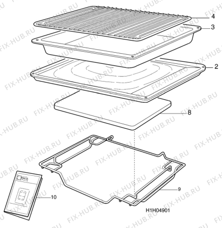 Взрыв-схема комплектующей Rosenlew RPL50 - Схема узла H10 Oven Furniture, Users manual