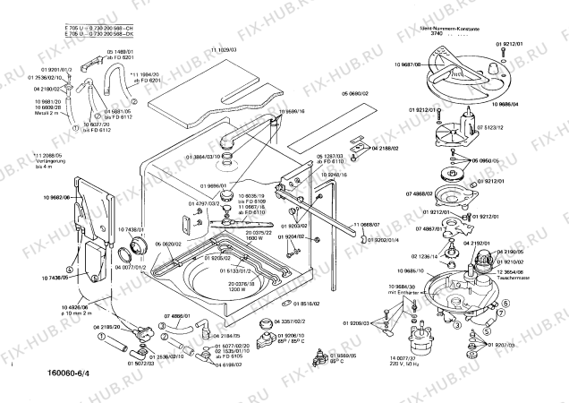 Схема №6 0730200568 E705U с изображением Панель для посудомоечной машины Bosch 00111480