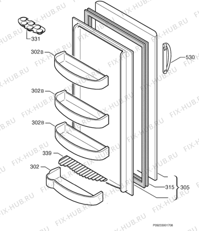 Взрыв-схема холодильника Zanker CL232 - Схема узла Door 003