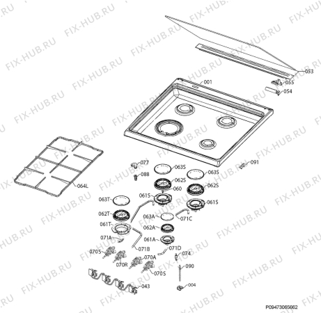 Взрыв-схема плиты (духовки) Faure FCG6600MW - Схема узла Hob
