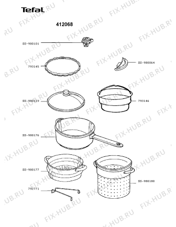 Взрыв-схема кастрюли для духовки Tefal 412068 - Схема узла 412068TR.__2