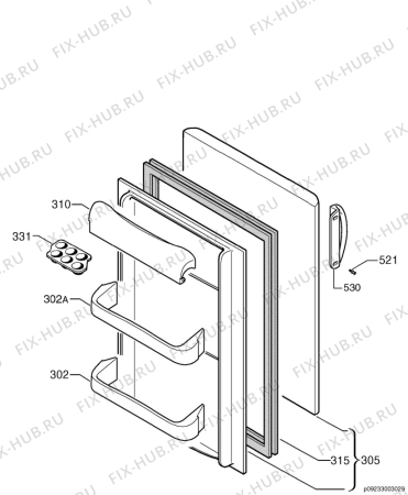 Взрыв-схема холодильника Electrolux KT3134 - Схема узла Door 003