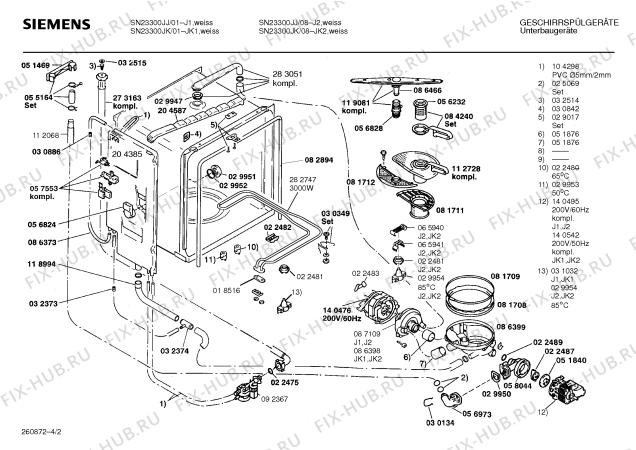 Взрыв-схема посудомоечной машины Siemens SN23300JK - Схема узла 02