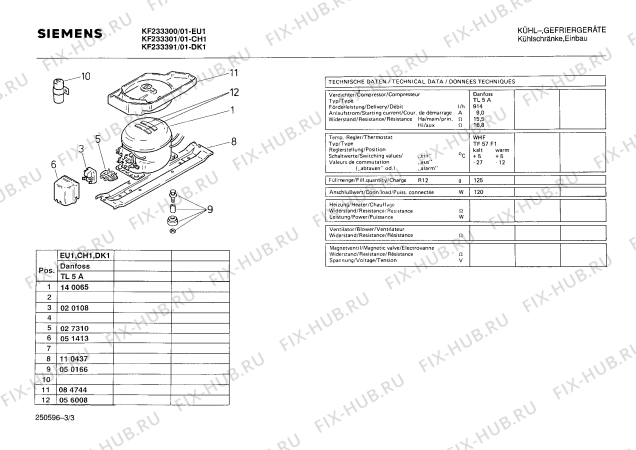 Взрыв-схема холодильника Siemens KF233300 - Схема узла 03