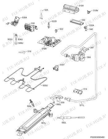 Взрыв-схема плиты (духовки) Zanussi ZOG15311XK - Схема узла Functional parts