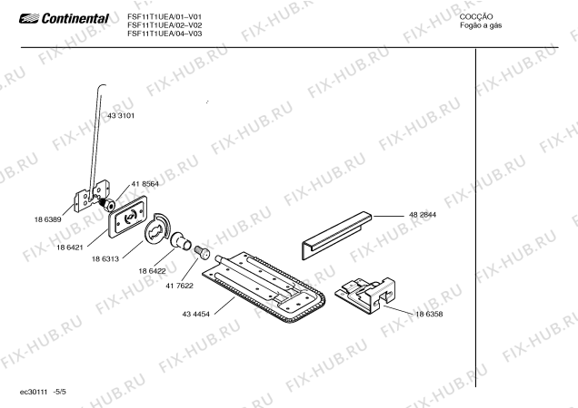 Взрыв-схема плиты (духовки) Continental FSF11T1UEA - Схема узла 05