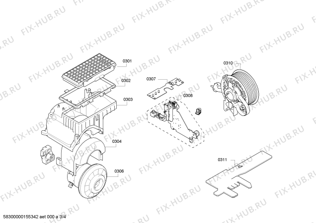 Взрыв-схема пылесоса Siemens VSZ61225 SIEMENS Z6.0 animal specialist - Схема узла 03