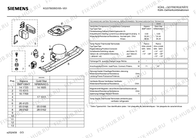 Схема №3 KGS3703SD с изображением Инструкция по эксплуатации для холодильника Siemens 00522193