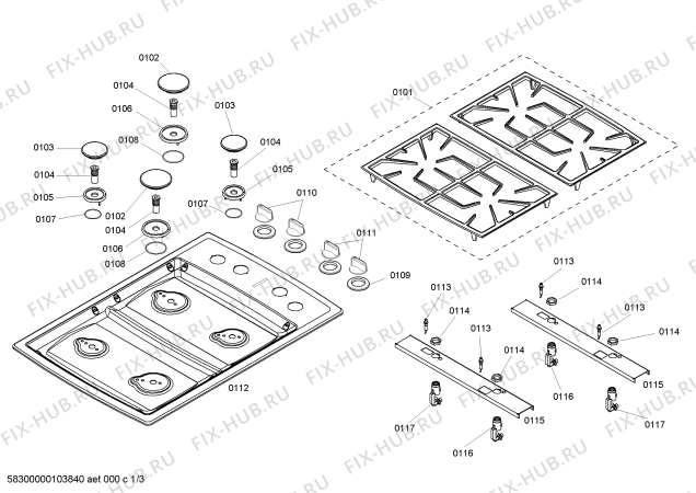 Схема №3 SGC304RS с изображением Варочная панель для плиты (духовки) Bosch 00143096