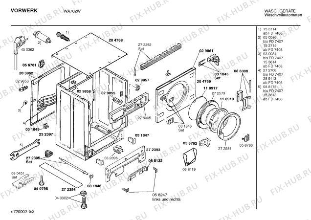 Взрыв-схема стиральной машины Vorwerk WA702W - Схема узла 02