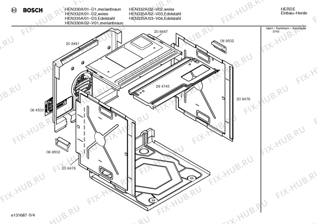 Взрыв-схема плиты (духовки) Bosch HEN335A - Схема узла 04