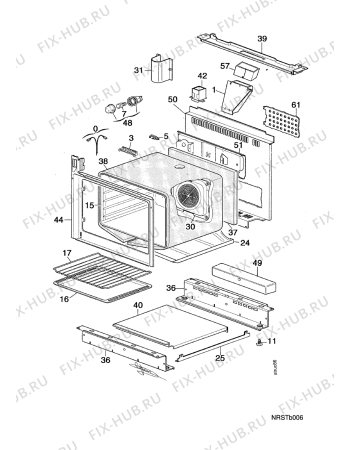 Взрыв-схема плиты (духовки) Arthur Martin CV6470N1 VITR.BL.M. - Схема узла Oven