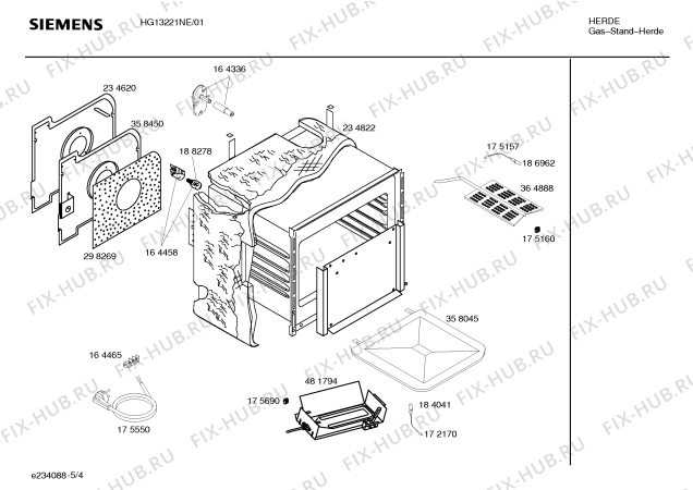 Взрыв-схема плиты (духовки) Siemens HG13221NE Siemens - Схема узла 04