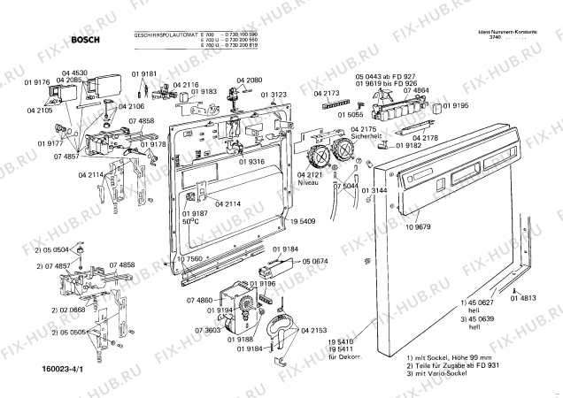 Схема №3 0730200555 E700U с изображением Переключатель режимов для посудомойки Bosch 00074864