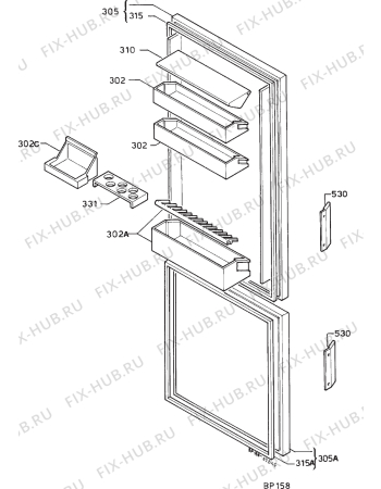 Взрыв-схема холодильника Elektro Helios FK2510FF - Схема узла Door 003