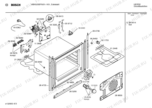 Схема №3 HEN355ACC с изображением Набор кнопок для плиты (духовки) Bosch 00069235