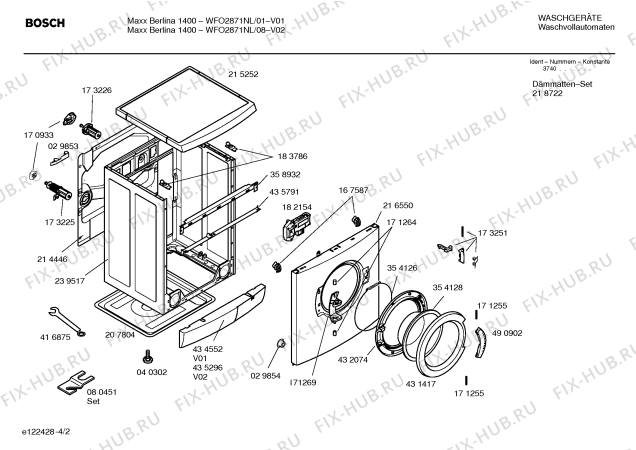 Взрыв-схема стиральной машины Bosch WFO2871NL Maxx Berlina 1400 - Схема узла 02