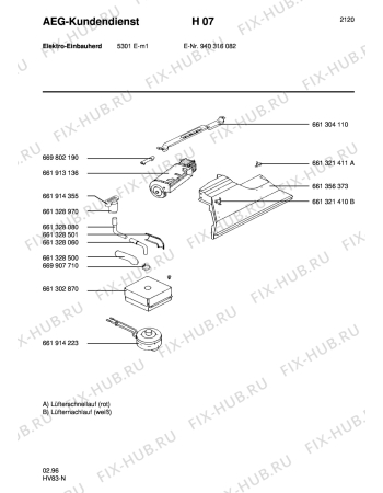 Взрыв-схема плиты (духовки) Aeg 5301E-M - Схема узла Section1