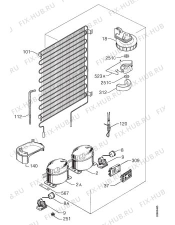 Взрыв-схема холодильника Zanussi ZK23/11RD - Схема узла Cooling system 017