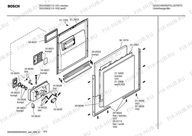 Взрыв-схема посудомоечной машины Bosch SGU5922 - Схема узла 02
