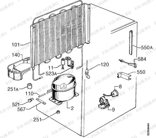 Взрыв-схема холодильника Elektra KI171S - Схема узла Cooling system 017