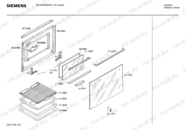 Взрыв-схема плиты (духовки) Siemens HE33220NN - Схема узла 02