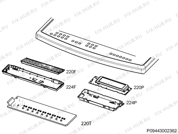Взрыв-схема плиты (духовки) Electrolux EKI6763AOX - Схема узла Command panel 037