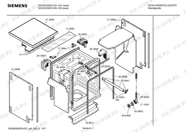 Схема №4 SE23A200EU с изображением Инструкция по эксплуатации для посудомоечной машины Siemens 00587697