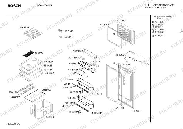 Взрыв-схема холодильника Bosch KSV33660 - Схема узла 02