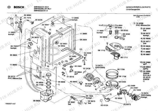 Взрыв-схема посудомоечной машины Bosch SMI4022II SMI4022 - Схема узла 02