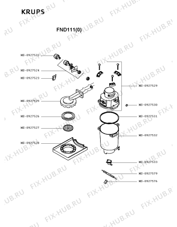 Взрыв-схема кофеварки (кофемашины) Krups FND111(0) - Схема узла WP002505.2P2