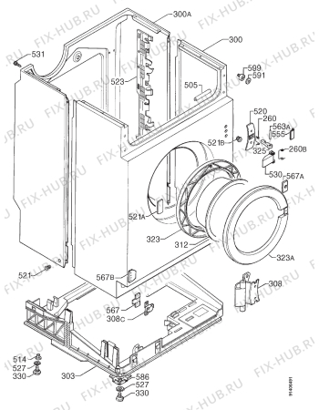 Взрыв-схема стиральной машины Electrolux EW1000I - Схема узла Cabinet + armatures