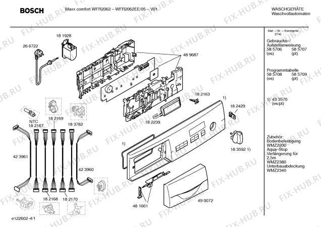 Схема №2 WFR2062EE Maxx Comfort WFR 2062 с изображением Таблица программ для стиральной машины Bosch 00585708