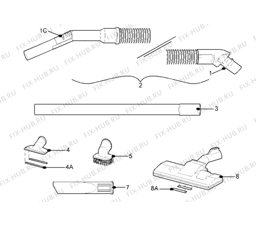 Взрыв-схема пылесоса Hugin HN3500 - Схема узла Hose