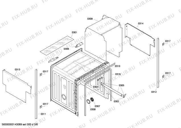 Схема №6 CG463J8 с изображением Планка для посудомоечной машины Bosch 00446163