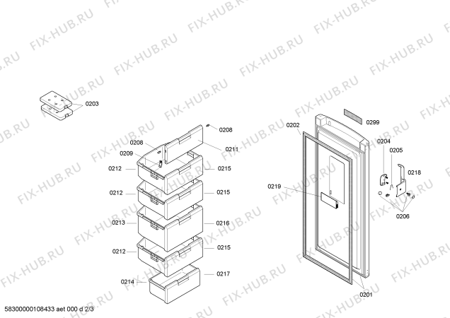 Взрыв-схема холодильника Bosch GSV26V30 - Схема узла 02