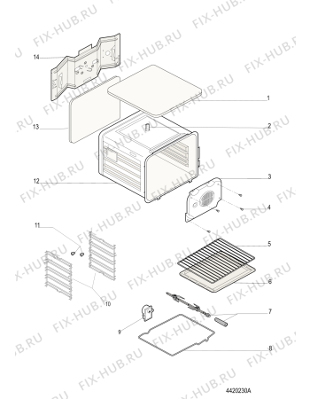 Взрыв-схема плиты (духовки) Hotpoint-Ariston FK1047LP20XHA (F072296) - Схема узла