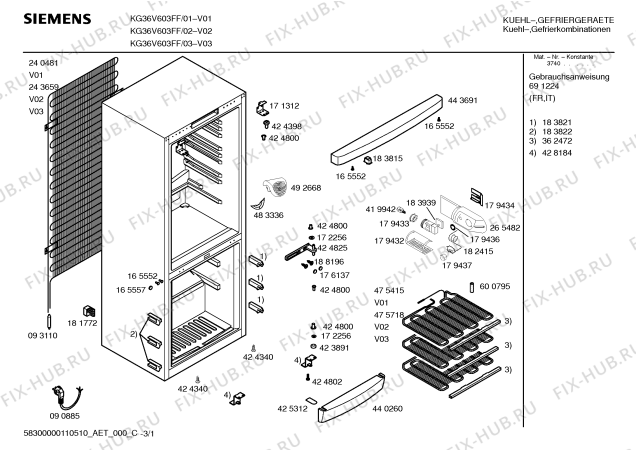Схема №3 KG36V603FF с изображением Инструкция по эксплуатации для холодильной камеры Siemens 00691224