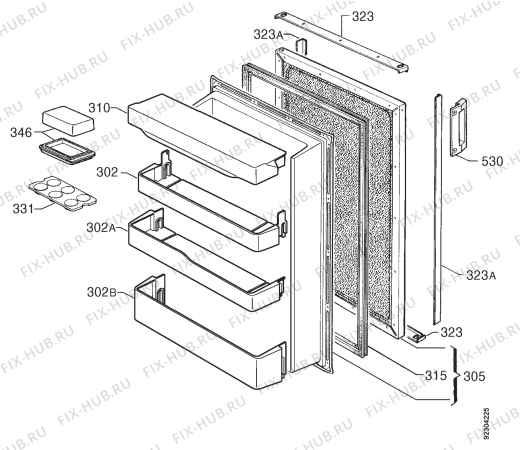 Взрыв-схема холодильника Seppelfricke UKSD154.20 - Схема узла Door 003