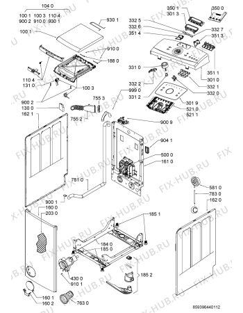 Схема №2 AWE 9850 GG с изображением Модуль (плата) для стиралки Whirlpool 481010417344