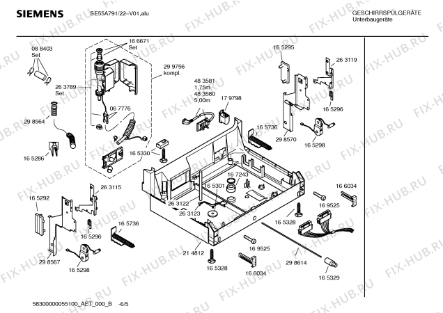 Взрыв-схема посудомоечной машины Siemens SE55A791 - Схема узла 05