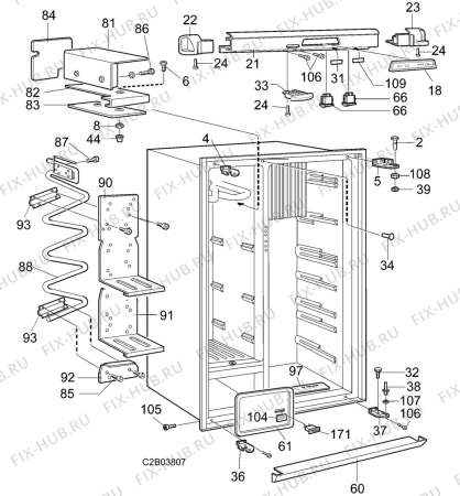 Взрыв-схема холодильника Dometic RM1282 - Схема узла C20 Cabinet  B