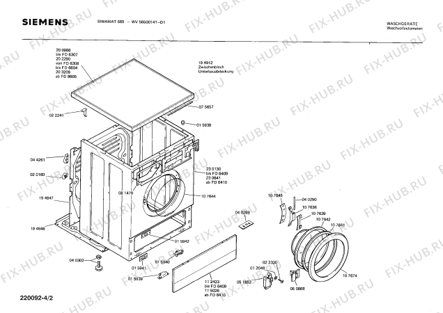 Взрыв-схема стиральной машины Siemens WV56500141 SIWAMAT 565 - Схема узла 02