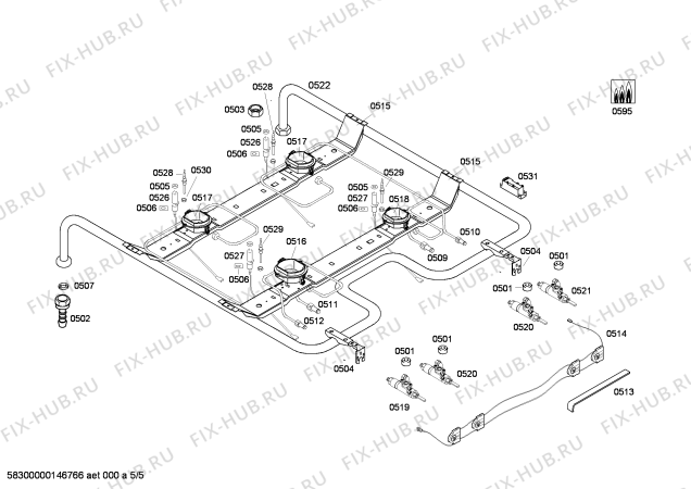 Схема №3 HGV645220S с изображением Кабель для плиты (духовки) Bosch 00650846